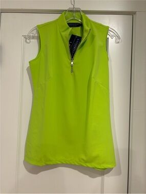 Katherine Way NEW Lenox Sleeveless Quarter Zip Top Lime Women XS Golf Activewear